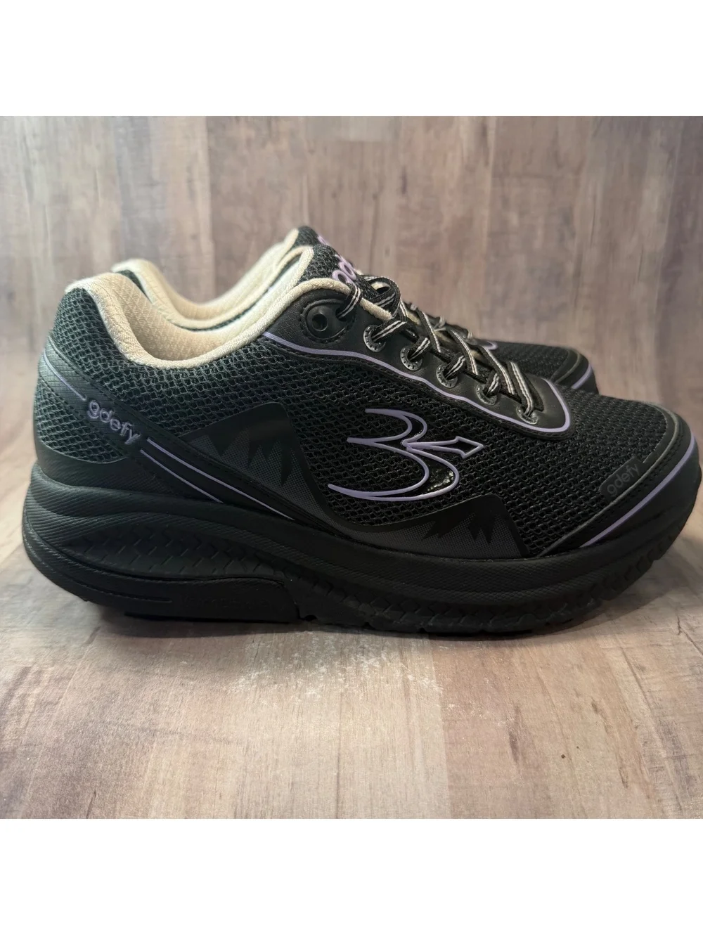 Gdefy Gravity Defyer Mighty Walk Shoes Women's 9 XW TB9024FLP-XW Black Purple